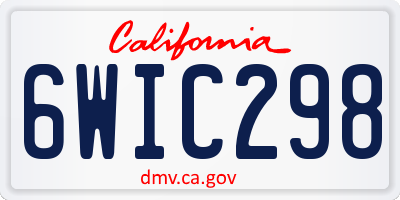 CA license plate 6WIC298