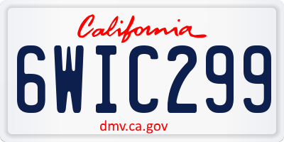 CA license plate 6WIC299