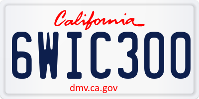 CA license plate 6WIC300