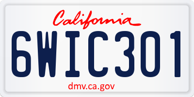 CA license plate 6WIC301
