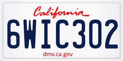 CA license plate 6WIC302