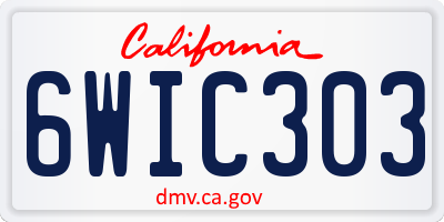 CA license plate 6WIC303