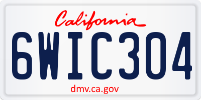 CA license plate 6WIC304