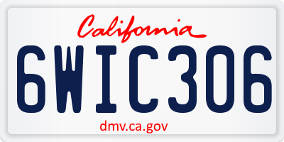 CA license plate 6WIC306