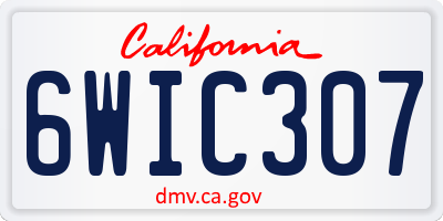 CA license plate 6WIC307