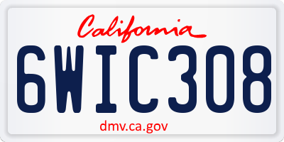 CA license plate 6WIC308