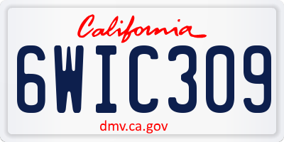 CA license plate 6WIC309