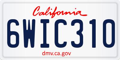 CA license plate 6WIC310
