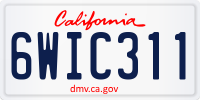 CA license plate 6WIC311