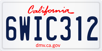 CA license plate 6WIC312