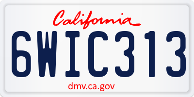CA license plate 6WIC313