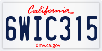CA license plate 6WIC315