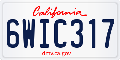 CA license plate 6WIC317