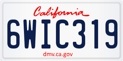 CA license plate 6WIC319