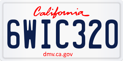 CA license plate 6WIC320