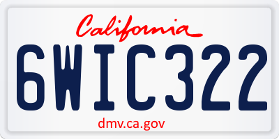 CA license plate 6WIC322