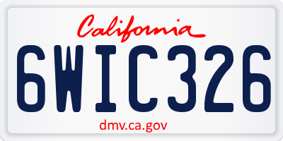 CA license plate 6WIC326