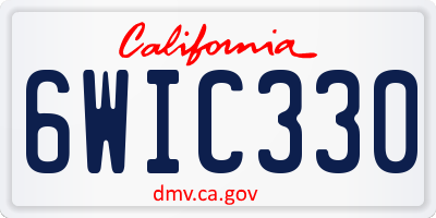 CA license plate 6WIC330