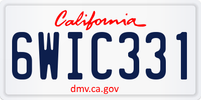 CA license plate 6WIC331