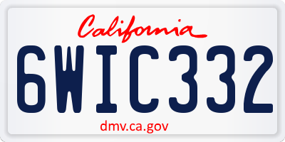 CA license plate 6WIC332