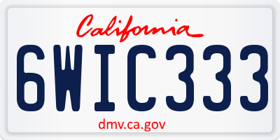 CA license plate 6WIC333