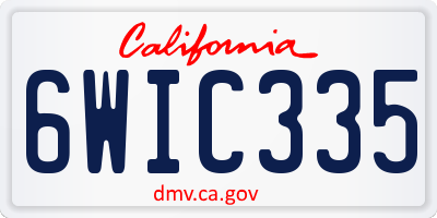 CA license plate 6WIC335
