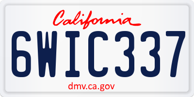 CA license plate 6WIC337