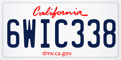 CA license plate 6WIC338