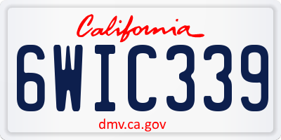 CA license plate 6WIC339