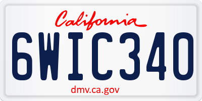 CA license plate 6WIC340