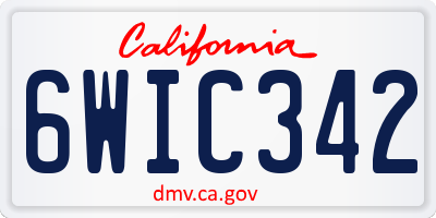 CA license plate 6WIC342