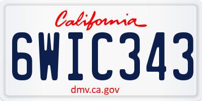 CA license plate 6WIC343