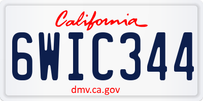 CA license plate 6WIC344