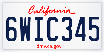 CA license plate 6WIC345