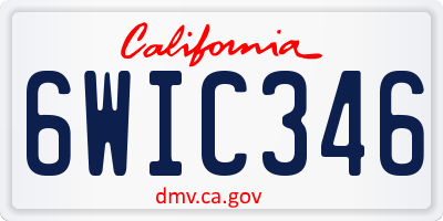 CA license plate 6WIC346