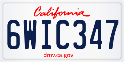 CA license plate 6WIC347