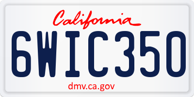 CA license plate 6WIC350