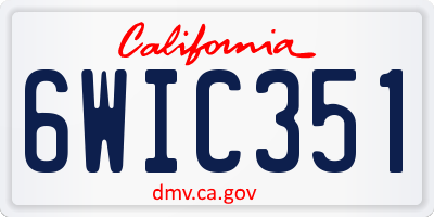 CA license plate 6WIC351