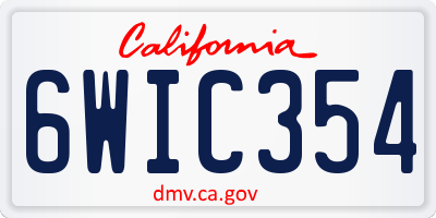 CA license plate 6WIC354