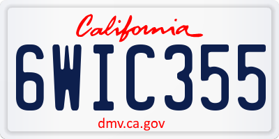 CA license plate 6WIC355