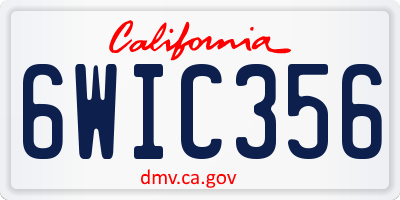 CA license plate 6WIC356