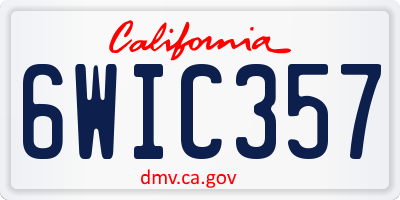 CA license plate 6WIC357