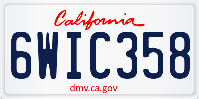 CA license plate 6WIC358