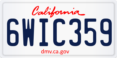 CA license plate 6WIC359