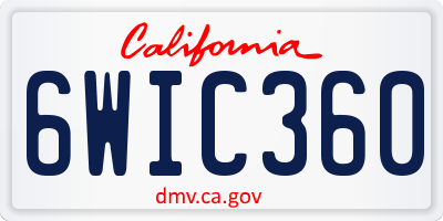 CA license plate 6WIC360