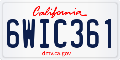 CA license plate 6WIC361