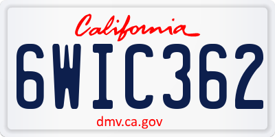 CA license plate 6WIC362