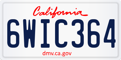 CA license plate 6WIC364
