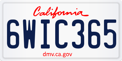 CA license plate 6WIC365