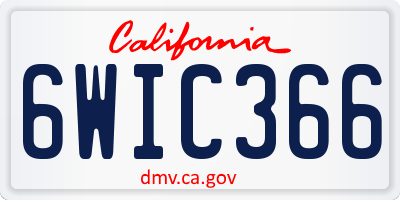 CA license plate 6WIC366